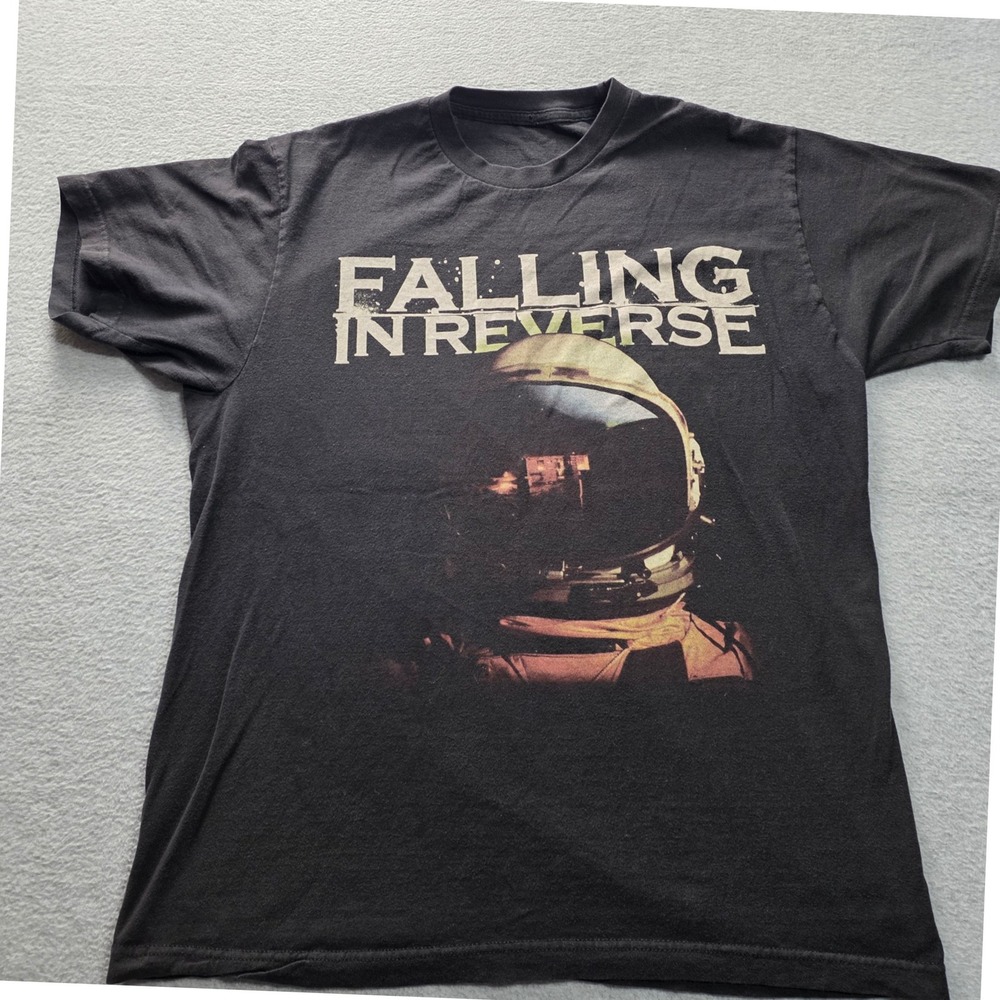 Falling In Reverse Band T-Shirt Mens Medium Black Astronaut Graphic Short Sleeve